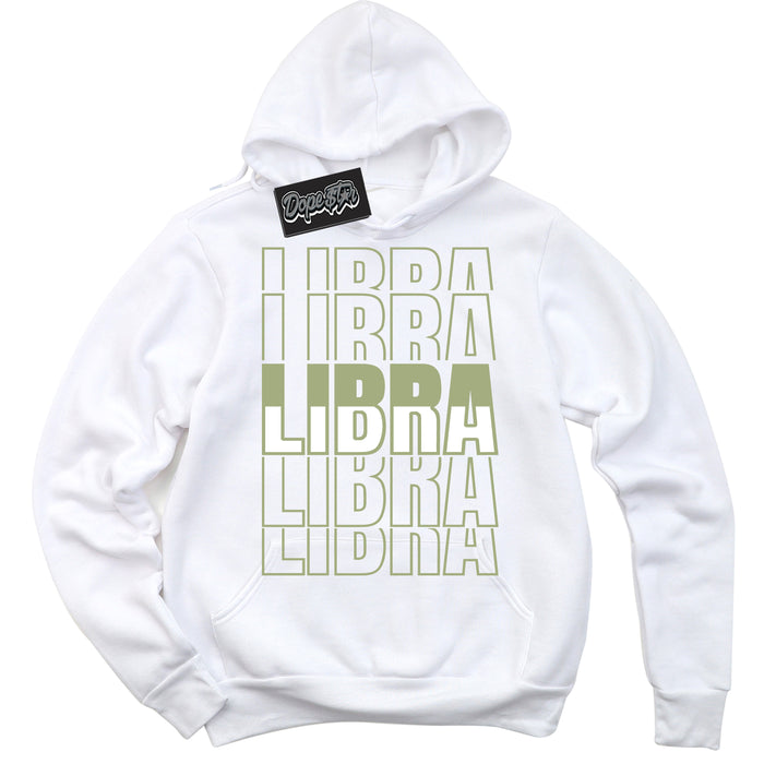 Cool White Hoodie with “ Libra ”  design that Perfectly Matches Safari Oil Green Dunk.
