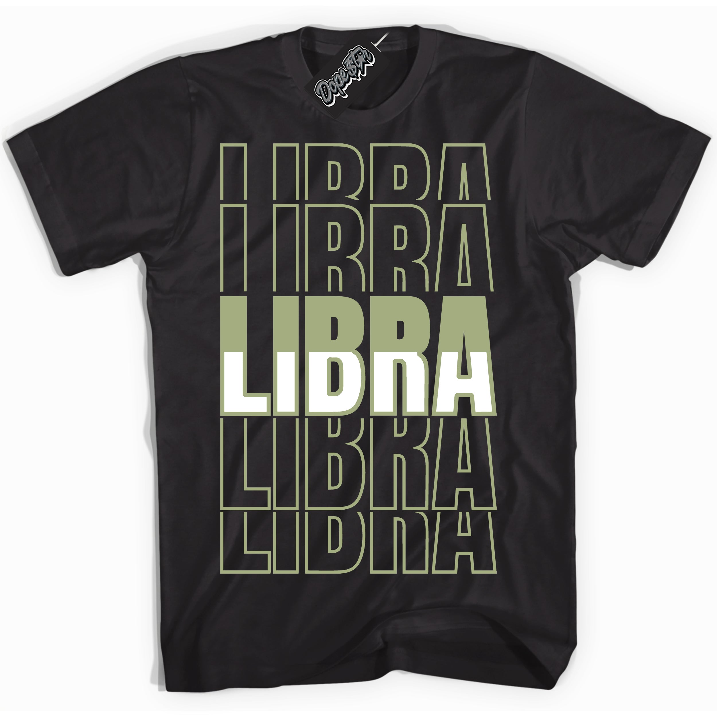 Cool Black Shirt with “ Libra ” design that perfectly matches Safari Oil Green Dunk.
