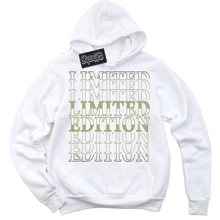 Cool White Hoodie with “ Limited Edition ”  design that Perfectly Matches Safari Oil Green Dunk.
