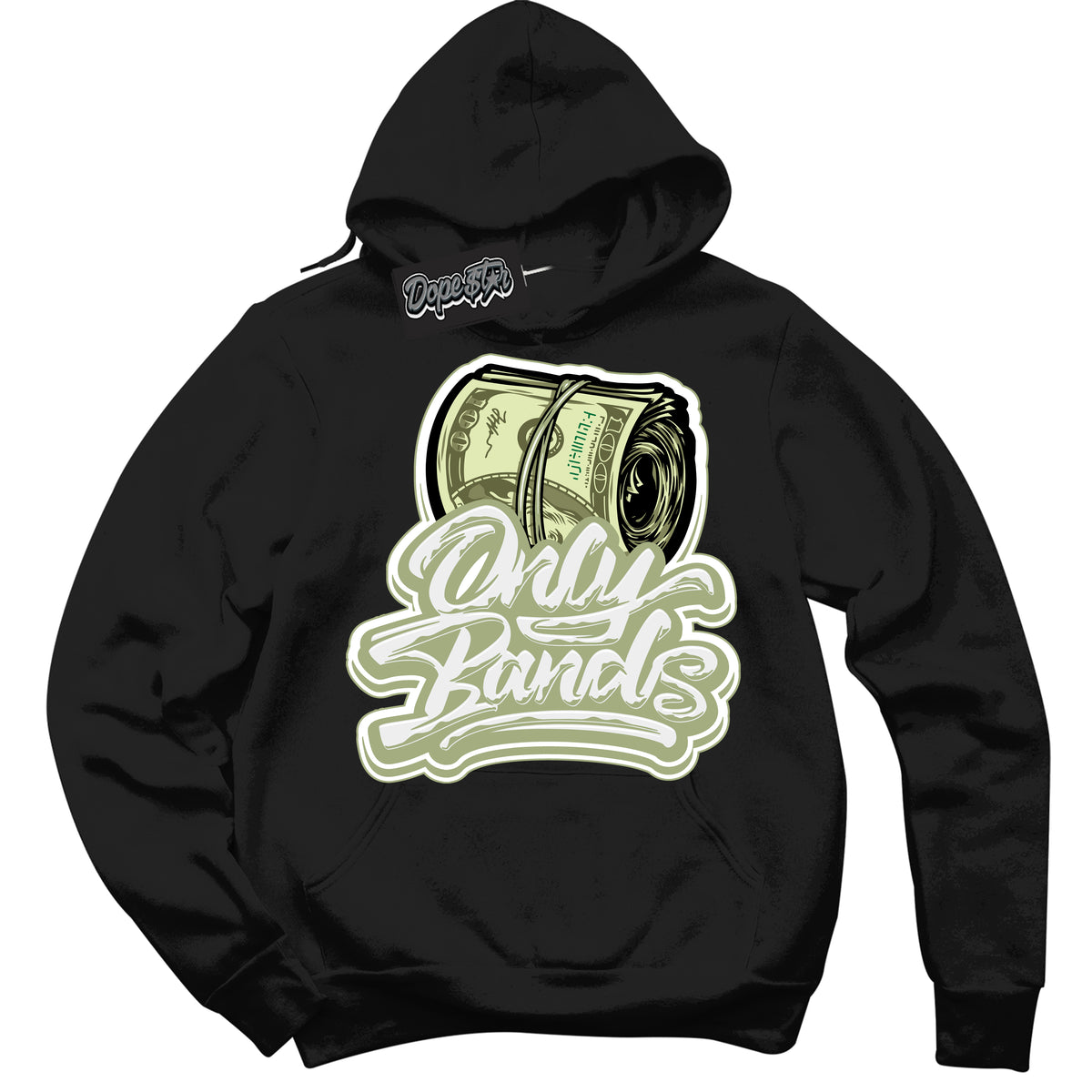 Cool Black Hoodie with “ Only Bands ”  design that Perfectly Matches Safari Oil Green Dunk.
