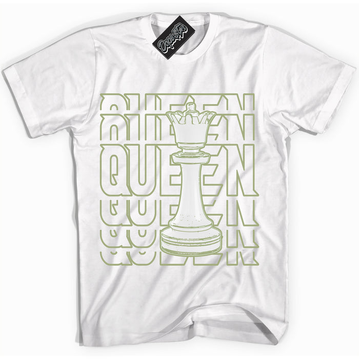 Cool White Shirt with “ Queen Chess ” design that perfectly matches Safari Oil Green Dunk.
