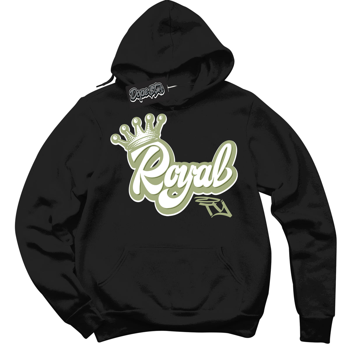 Cool Black Hoodie with “ Royalty ”  design that Perfectly Matches Safari Oil Green Dunk.
