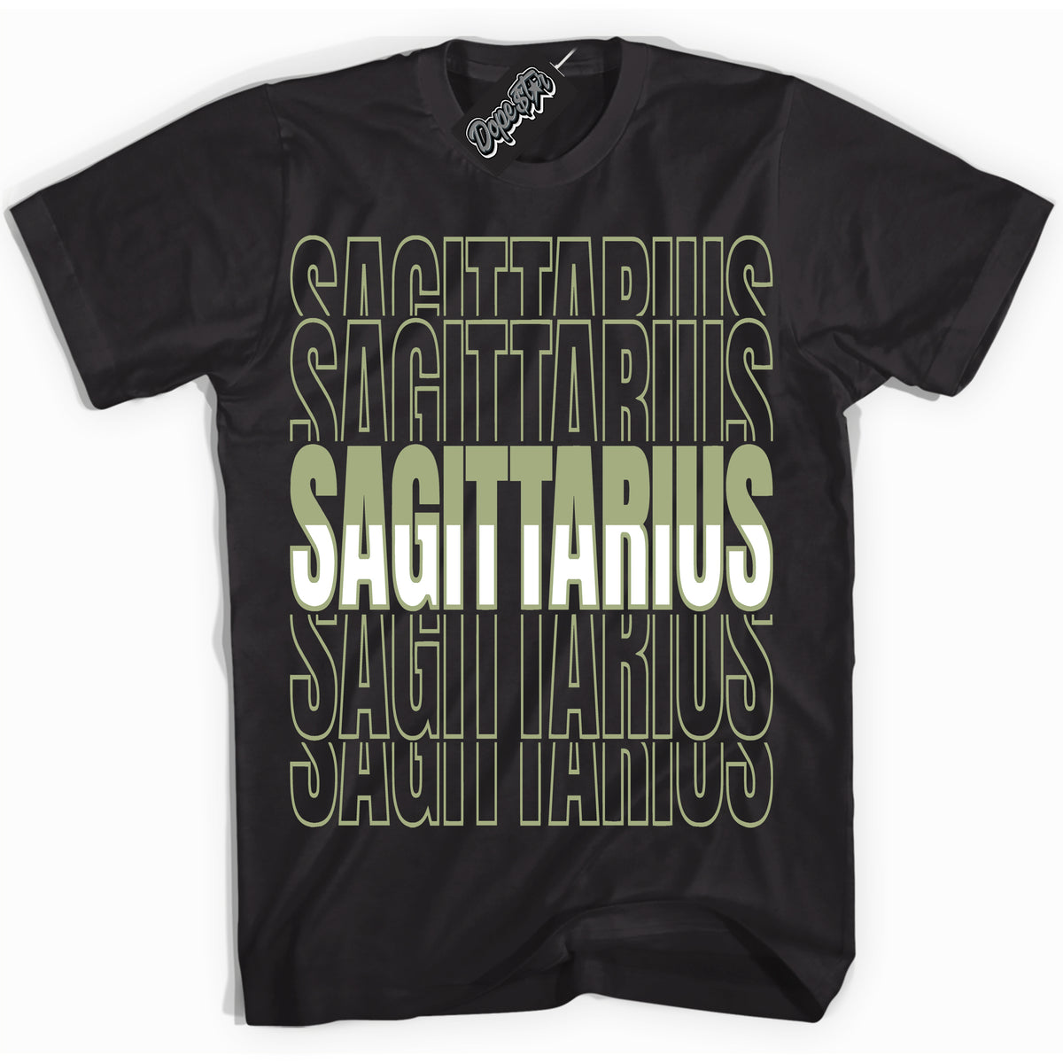 Cool Black Shirt with “ Sagittarius ” design that perfectly matches Safari Oil Green Dunk.
