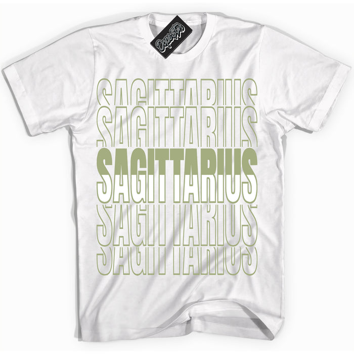 Cool White Shirt with “ Sagittarius ” design that perfectly matches Safari Oil Green Dunk.
