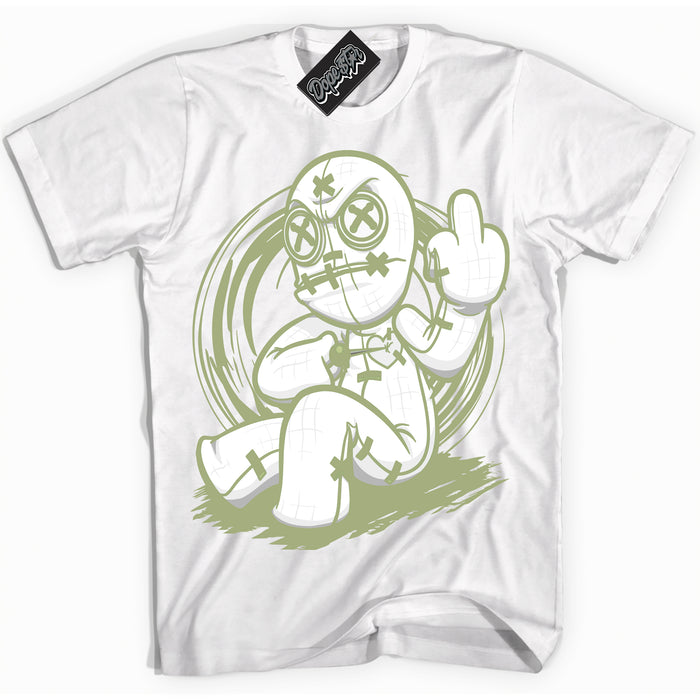 Cool White Shirt with “ Voodoo Doll ” design that perfectly matches Safari Oil Green Dunk.
