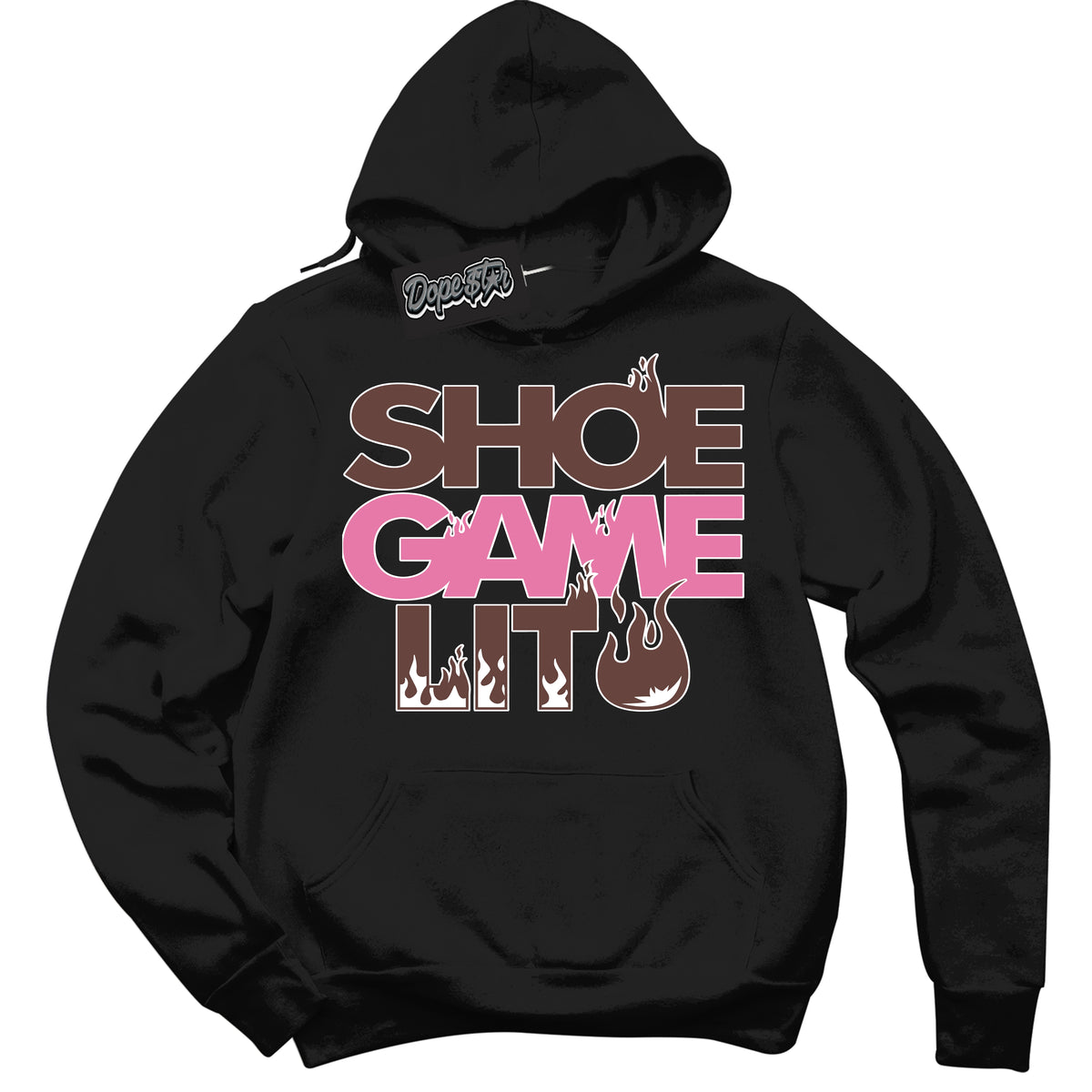 Cool Black Hoodie with “ Shoe Game Lit '' design that Perfectly Matches  Smokey Mauve Sneakers.