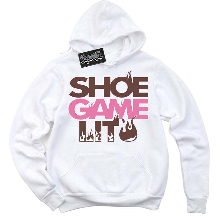 Cool White Hoodie with “ Shoe Game Lit '' design that Perfectly Matches  Smokey Mauve Sneakers.