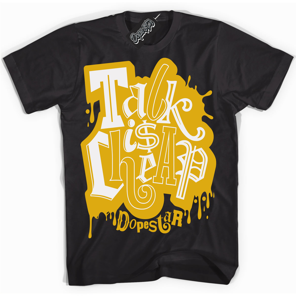 Cool Black Shirt with “ Talk Is Cheap” design that perfectly matches Twist Vivid Sulfur Sneakers.