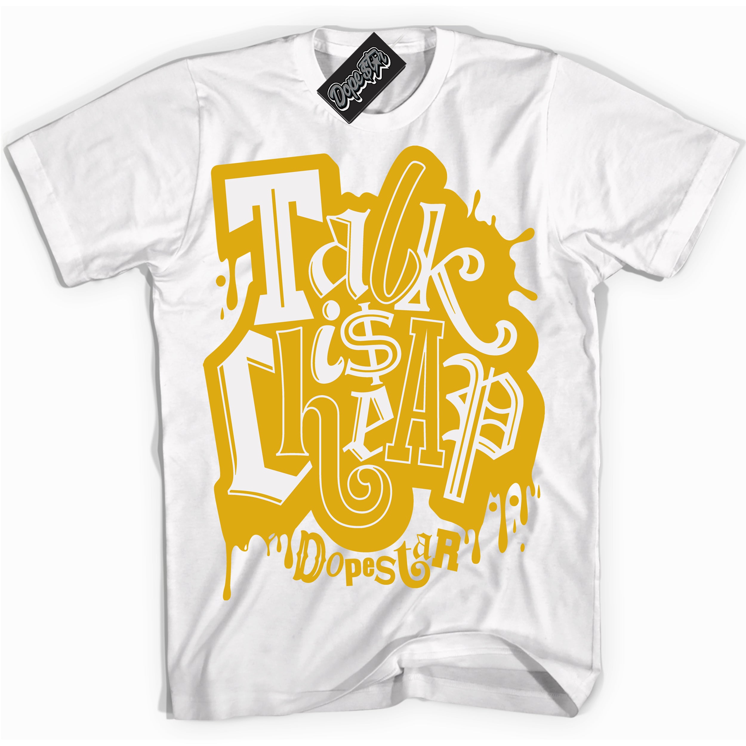 Cool White Shirt with “ Talk Is Cheap” design that perfectly matches Twist Vivid Sulfur Sneakers.