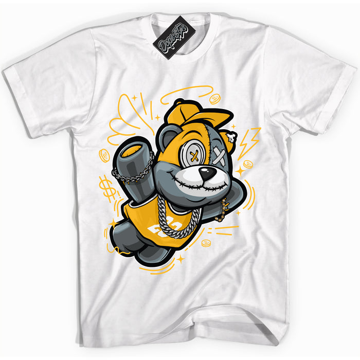 Cool White Shirt with “ Slam Dunk Bear ” design that perfectly matches White University Gold Sneakers.
