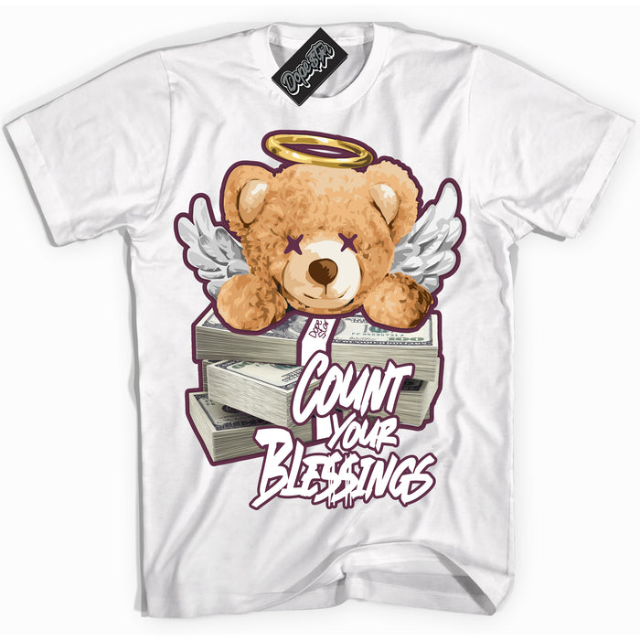 Cool White Shirt with “Count Your Blessings” design that perfectly matches White Viotech Dunks.