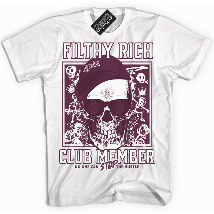 Cool White Shirt with “Filthy Rich” design that perfectly matches White Viotech Dunks.