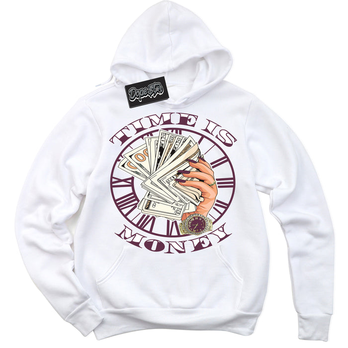 Cool White Hoodie with “Time Is Money” design that Perfectly Matches White Viotech Dunks.