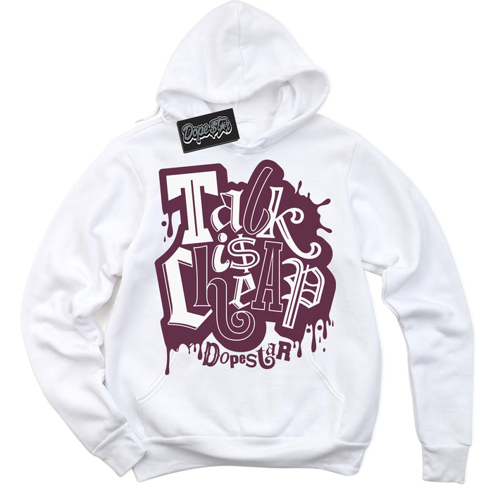 Cool White Hoodie with “Talk Is Cheap” design that Perfectly Matches White Viotech Dunks.