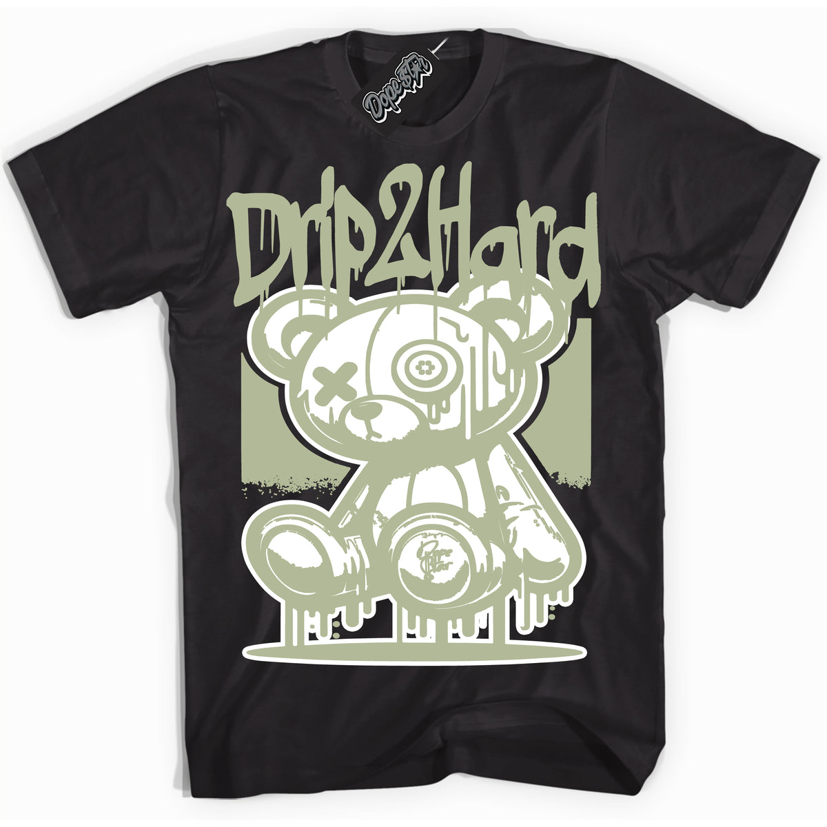 Cool Black Shirt with “ Drip 2 Hard ” design that perfectly matches Next Nature Olive Aura Dunks.
