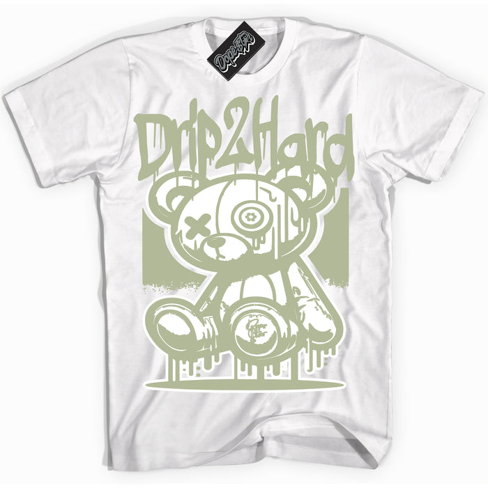 Cool White Shirt with “ Drip 2 Hard ” design that perfectly matches Next Nature Olive Aura Dunks.
