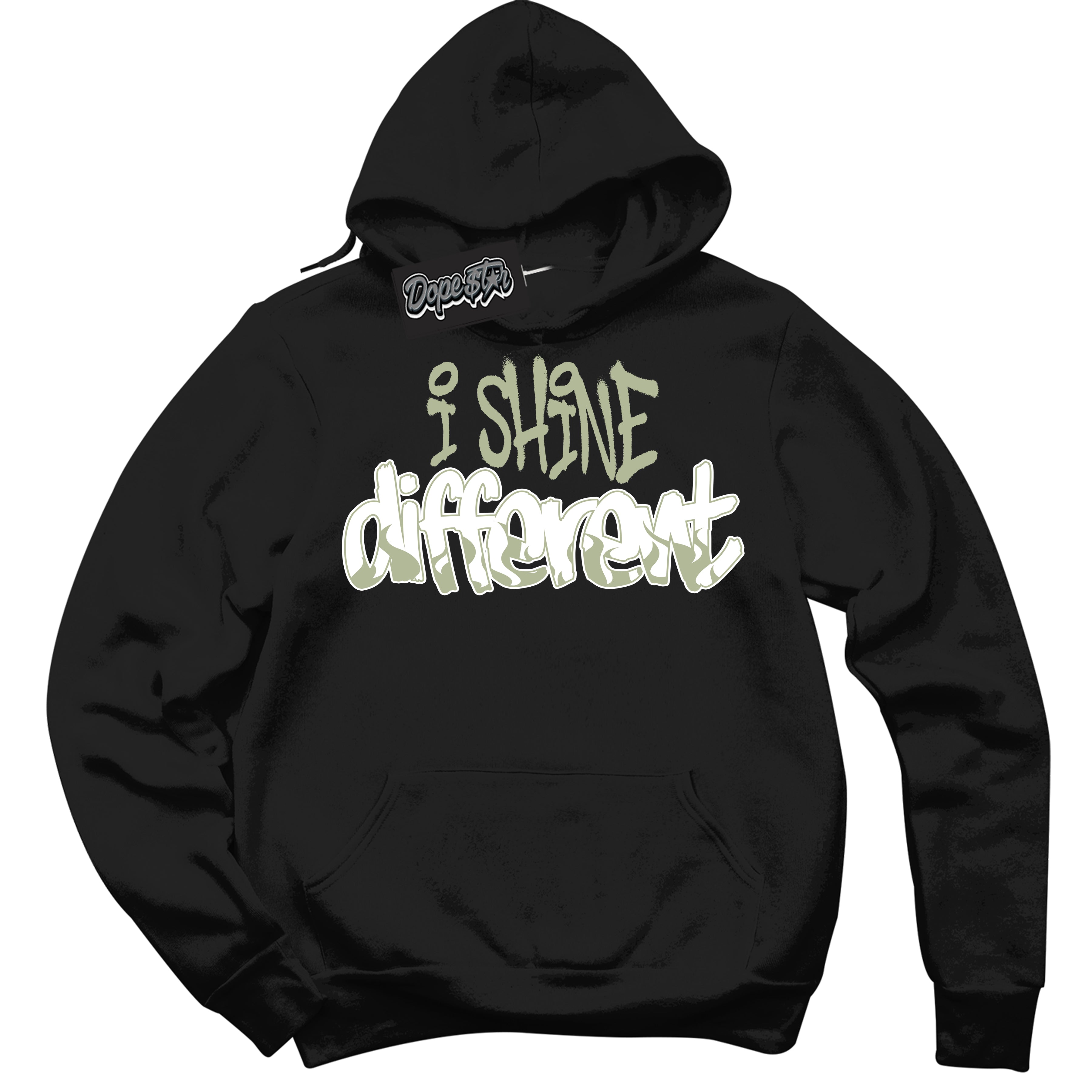 Cool Black Hoodie with “ I Shine Different ”  design that Perfectly Matches Next Nature Olive Aura Dunks.
