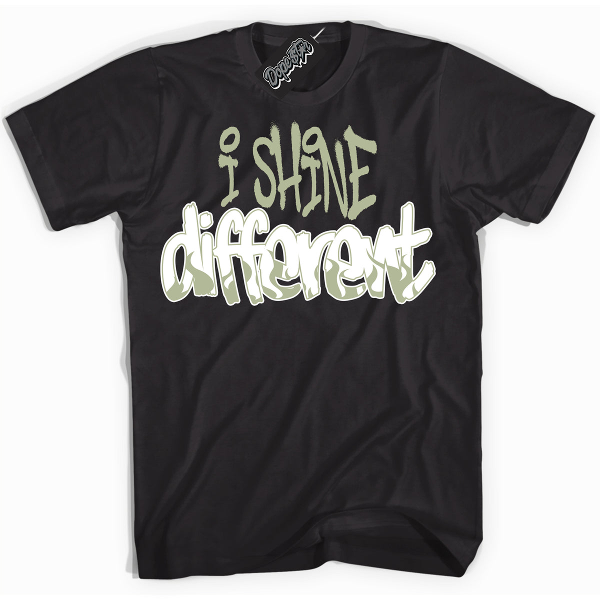 Cool Black Shirt with “ I Shine Different ” design that perfectly matches Next Nature Olive Aura Dunks.

