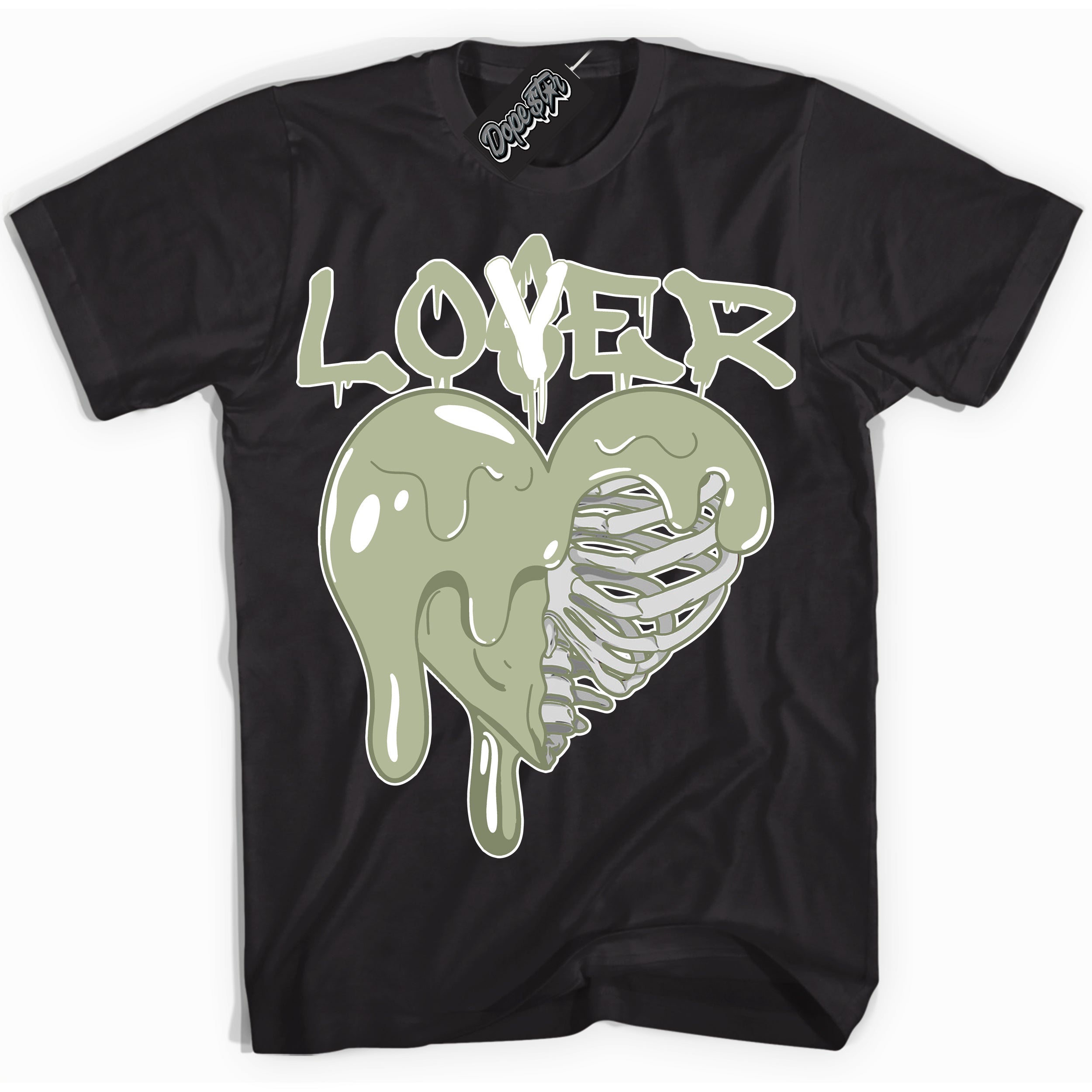 Cool Black Shirt with “ Lover Loser ” design that perfectly matches Next Nature Olive Aura Dunks.
