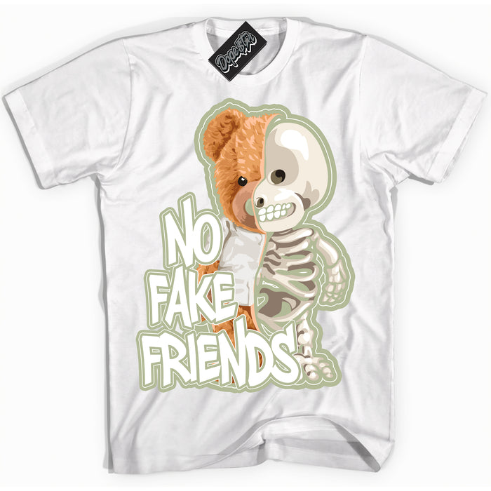 Cool White Shirt with “ No Fake Friends ” design that perfectly matches Next Nature Olive Aura Dunks.
