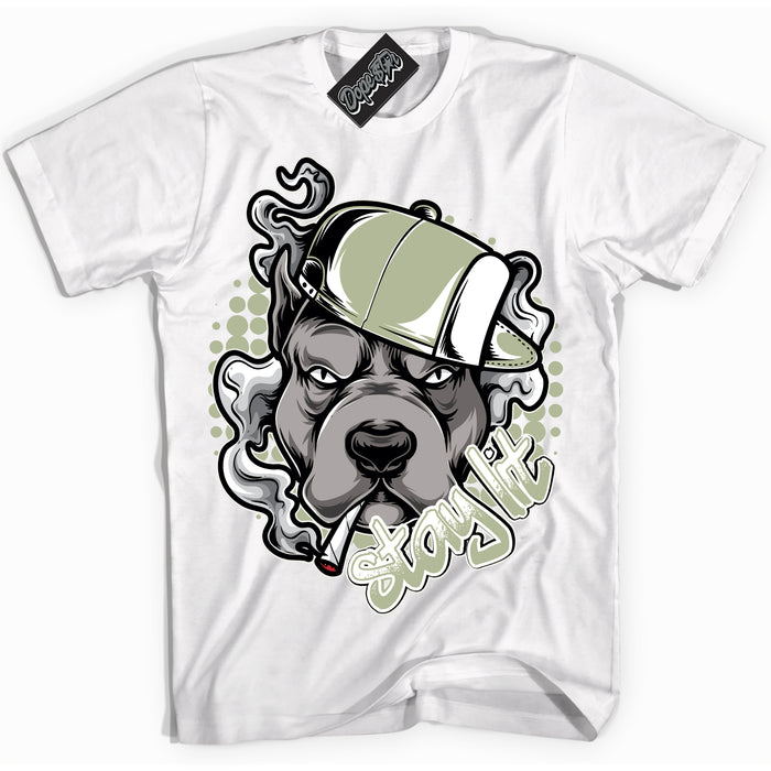 Cool White Hoodie with “ Stay Lit ”  design that Perfectly Matches Next Nature Olive Aura Dunks.

