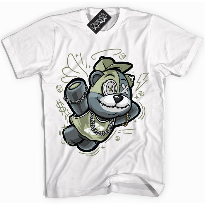 Cool White Shirt with “ Slam Dunk Bear ” design that perfectly matches Next Nature Olive Aura Dunks.
