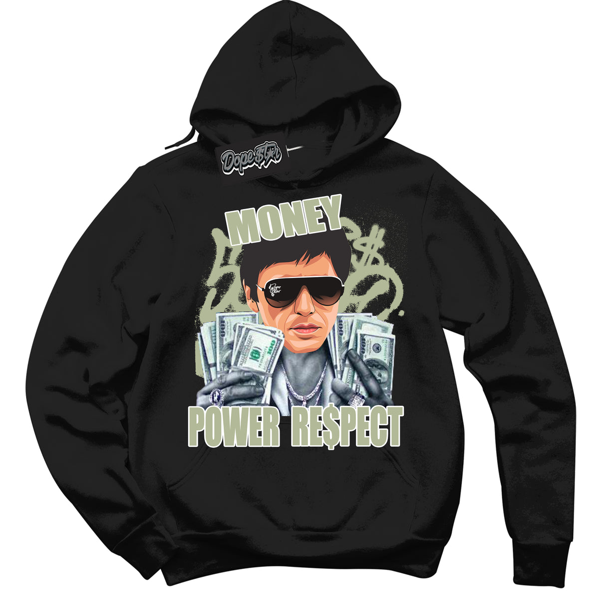 Cool Black Hoodie with “ Tony Montana ”  design that Perfectly Matches Next Nature Olive Aura Dunks.
