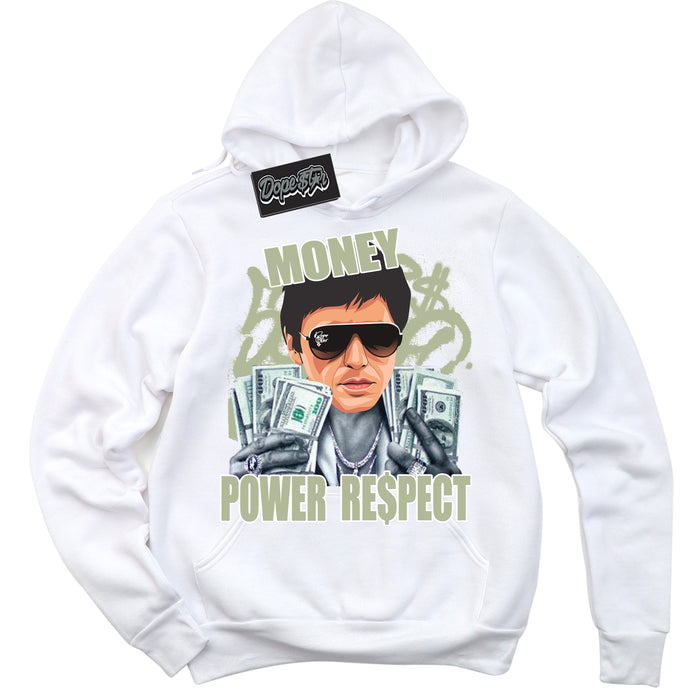 Cool White Hoodie with “ Tony Montana ”  design that Perfectly Matches Next Nature Olive Aura Dunks.
