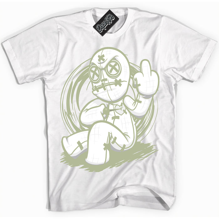 Cool White Shirt with “ Voodoo Doll ” design that perfectly matches Next Nature Olive Aura Dunks.
