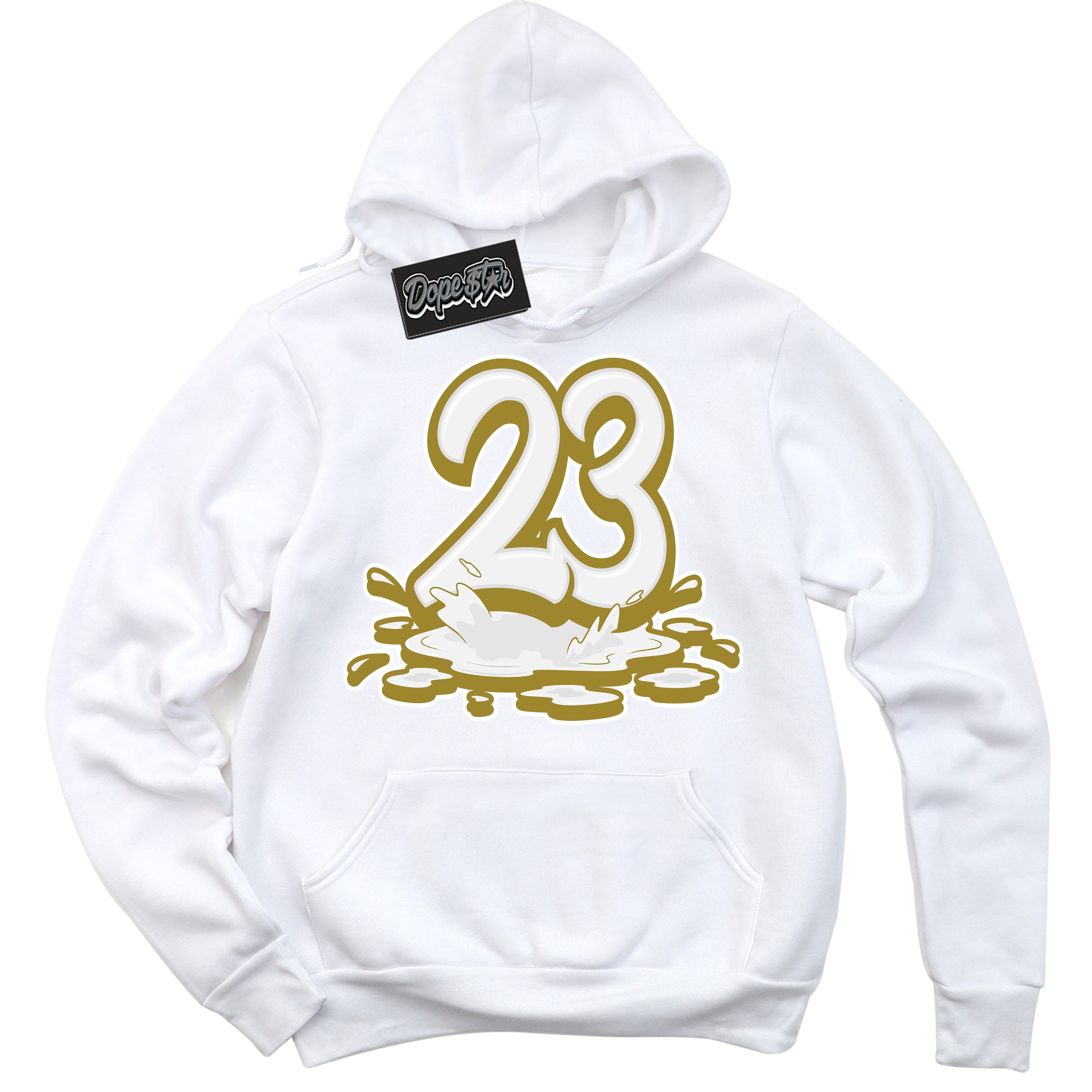 Cool White Hoodie with “ 23 Melting ”  design that Perfectly Matches Pacific Moss Dunks.
