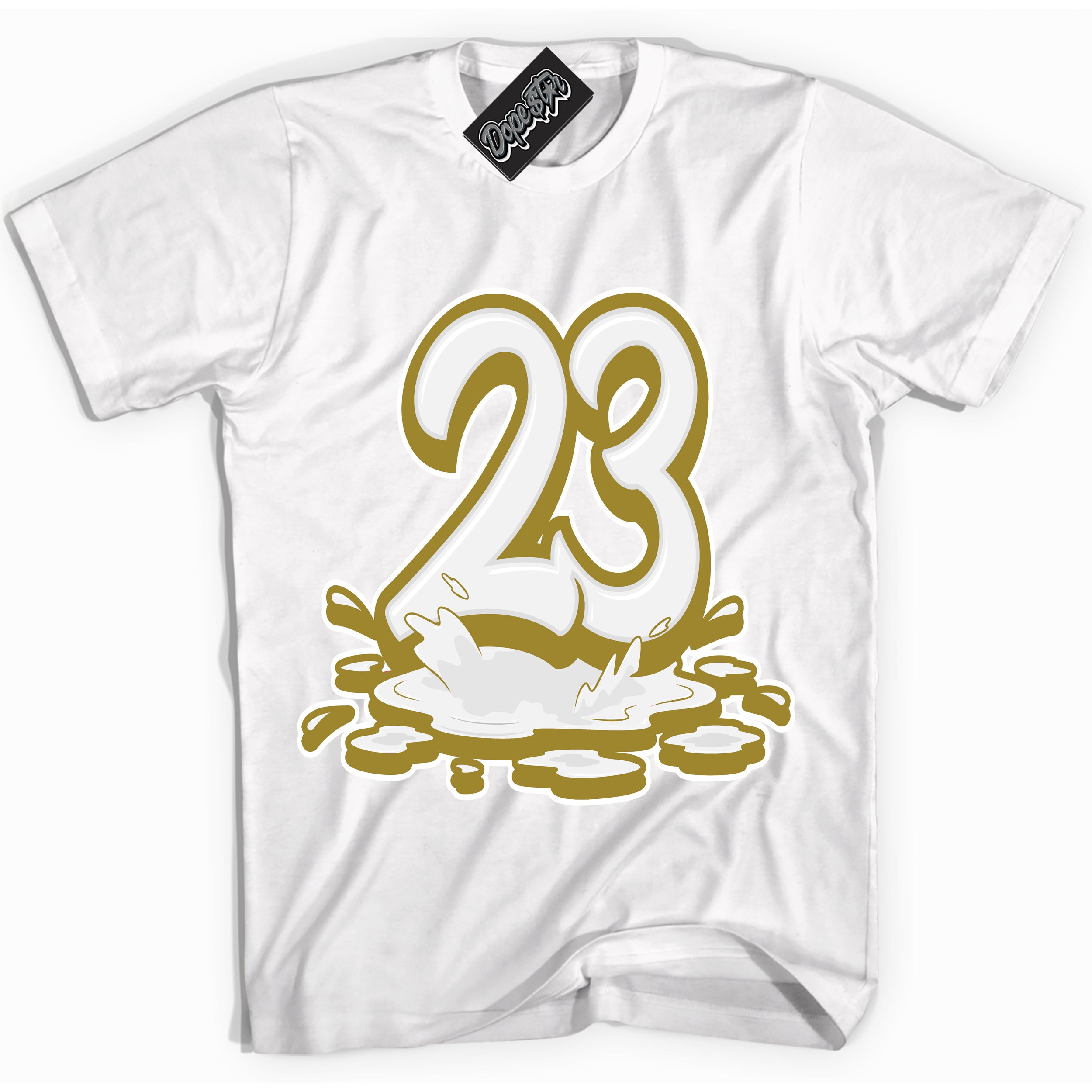 Cool White Shirt with “ 23 Melting ” design that perfectly matches Pacific Moss Dunks.
