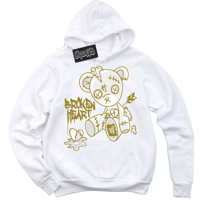 Cool White Hoodie with “ Broken Heart Bear ”  design that Perfectly Matches Pacific Moss Dunks.
