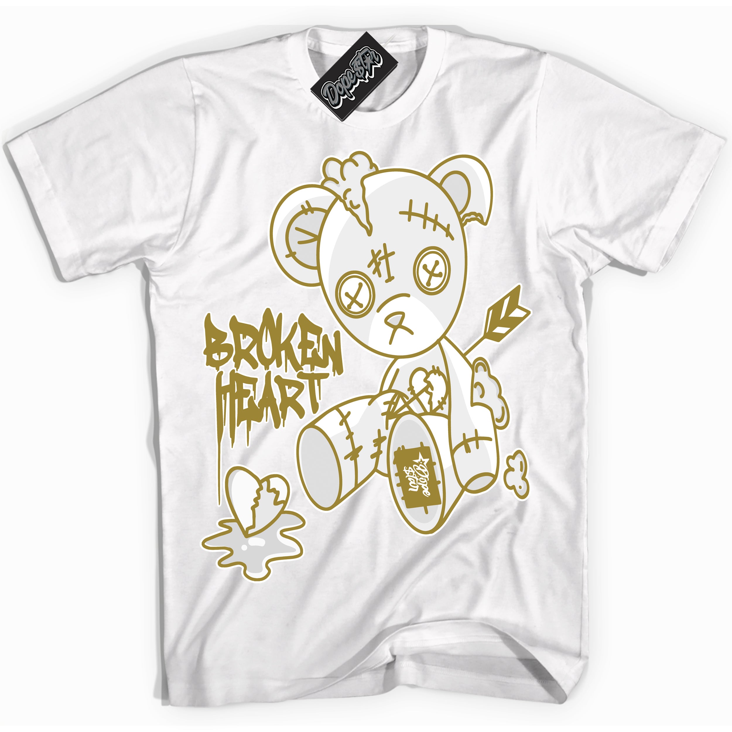Cool White Shirt with “ Broken Heart Bear ” design that perfectly matches Pacific Moss Dunks.

