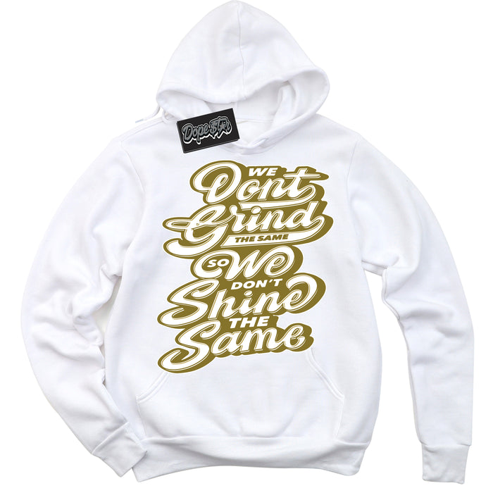 Cool White Hoodie with “ Grind Shine ”  design that Perfectly Matches Pacific Moss Dunks.
