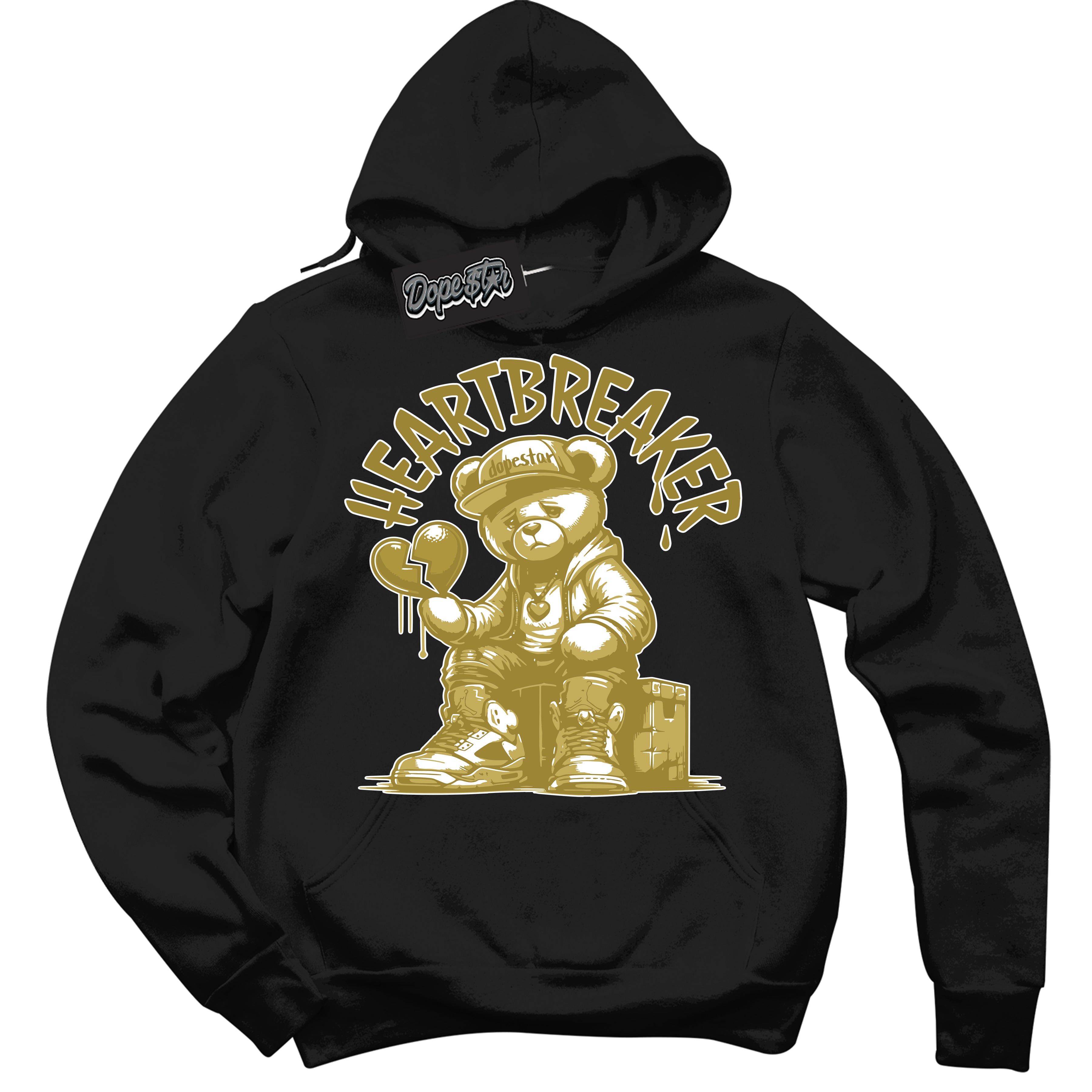 Cool Black Hoodie with “ Heartbreaker Bear ”  design that Perfectly Matches Pacific Moss Dunks.
