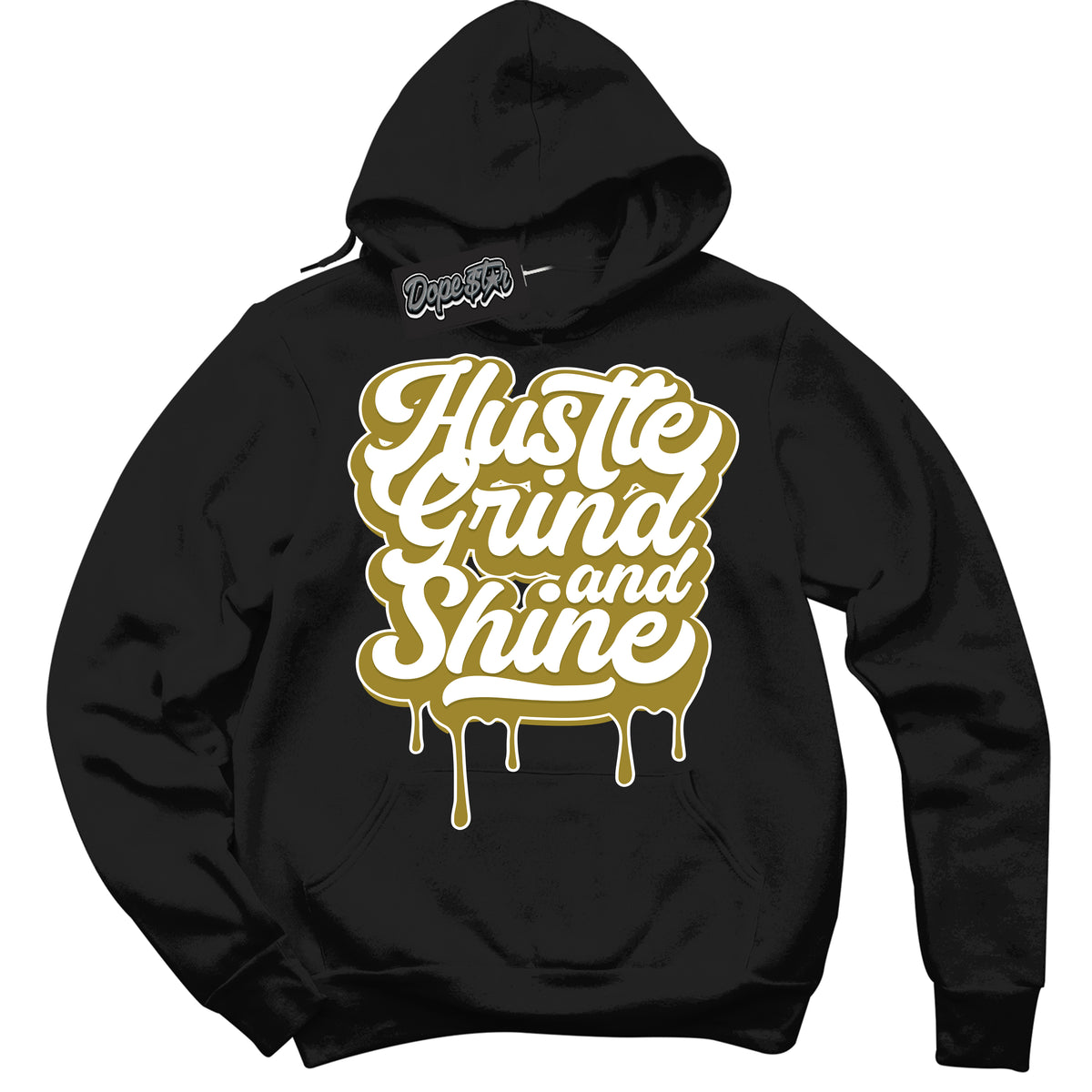 Cool Black Hoodie with “ Hustle Grind And Shine ”  design that Perfectly Matches Pacific Moss Dunks.
