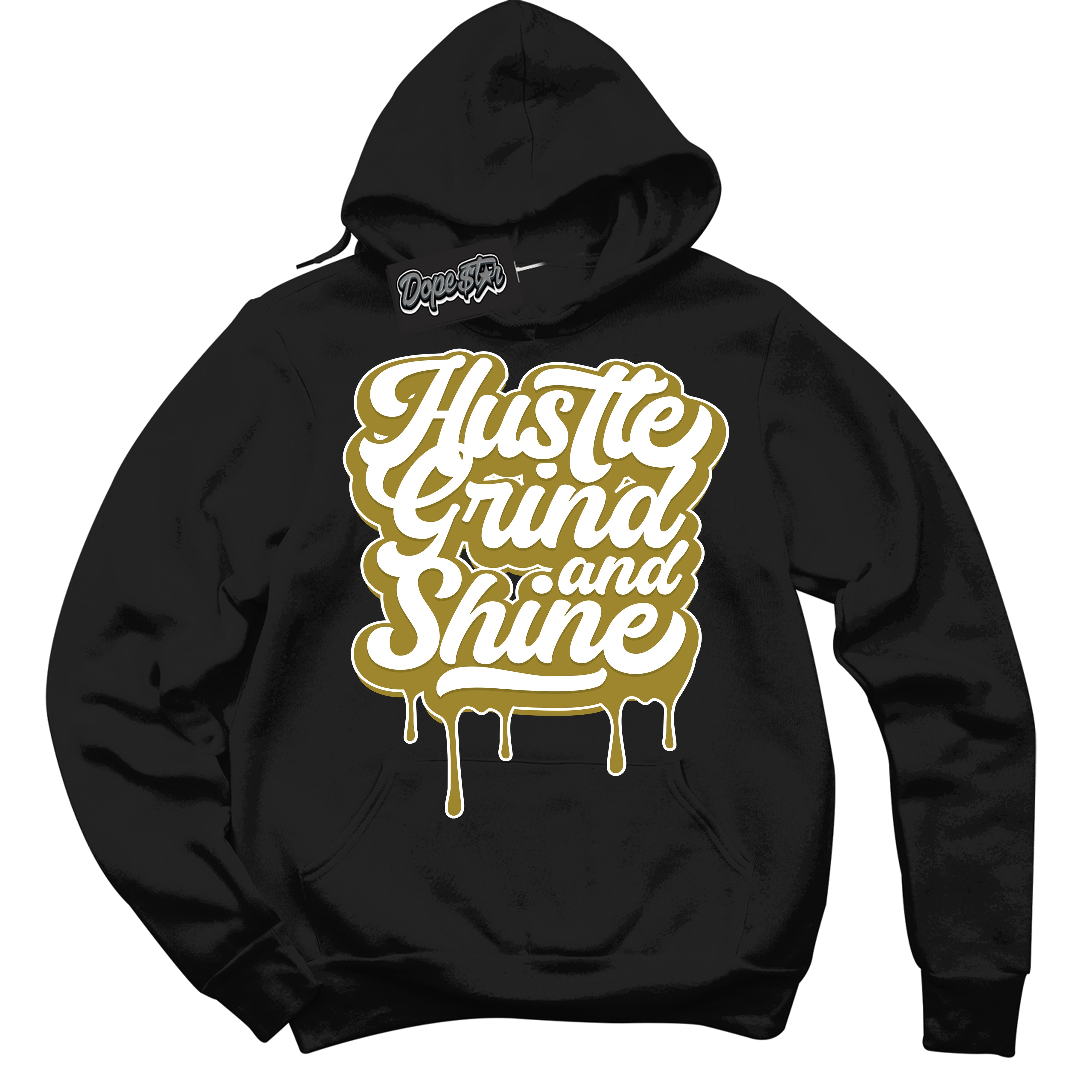 Cool Black Hoodie with “ Hustle Grind And Shine ”  design that Perfectly Matches Pacific Moss Dunks.
