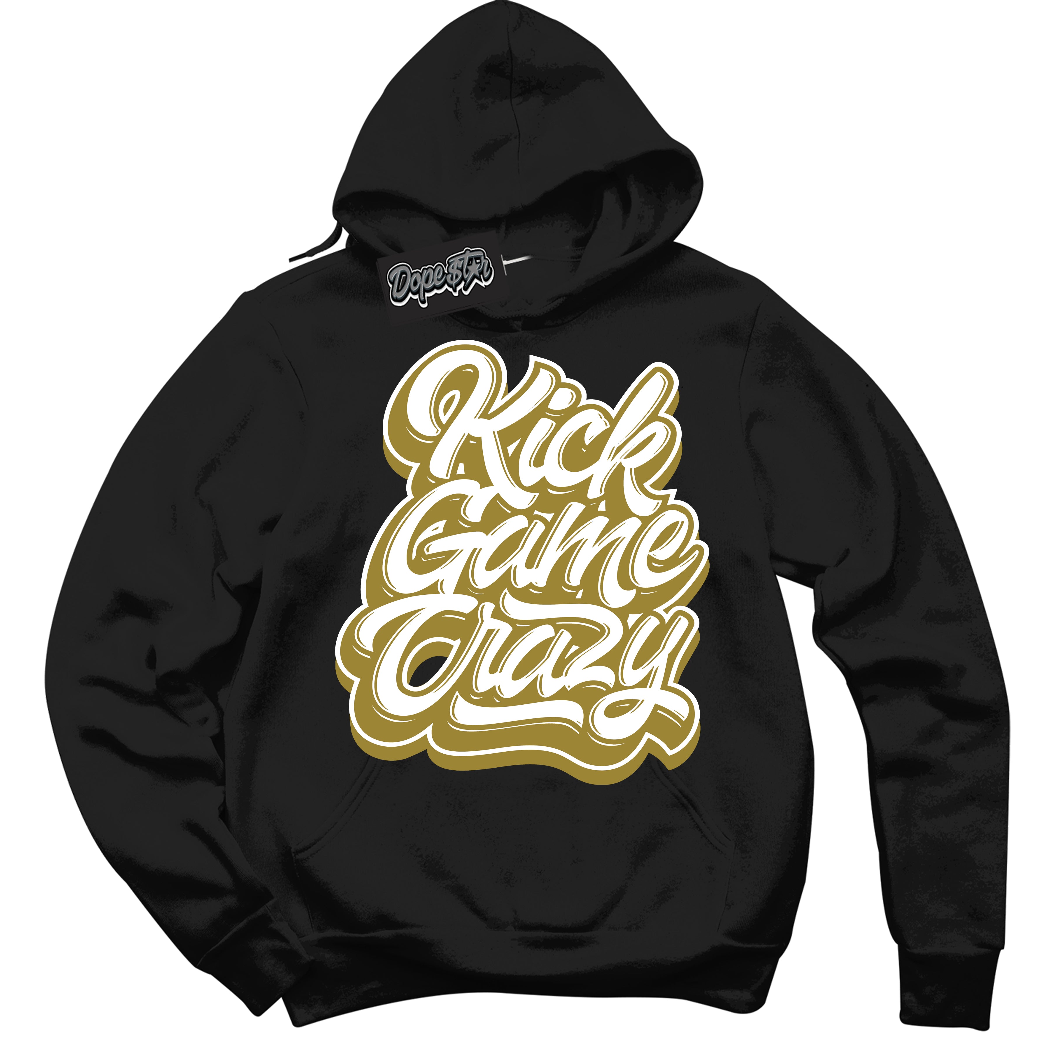 Cool Black Hoodie with “ Kick Game Crazy ”  design that Perfectly Matches Pacific Moss Dunks.
