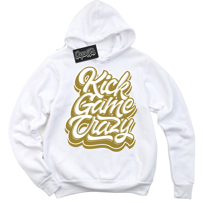 Cool White Hoodie with “ Kick Game Crazy ”  design that Perfectly Matches Pacific Moss Dunks.
