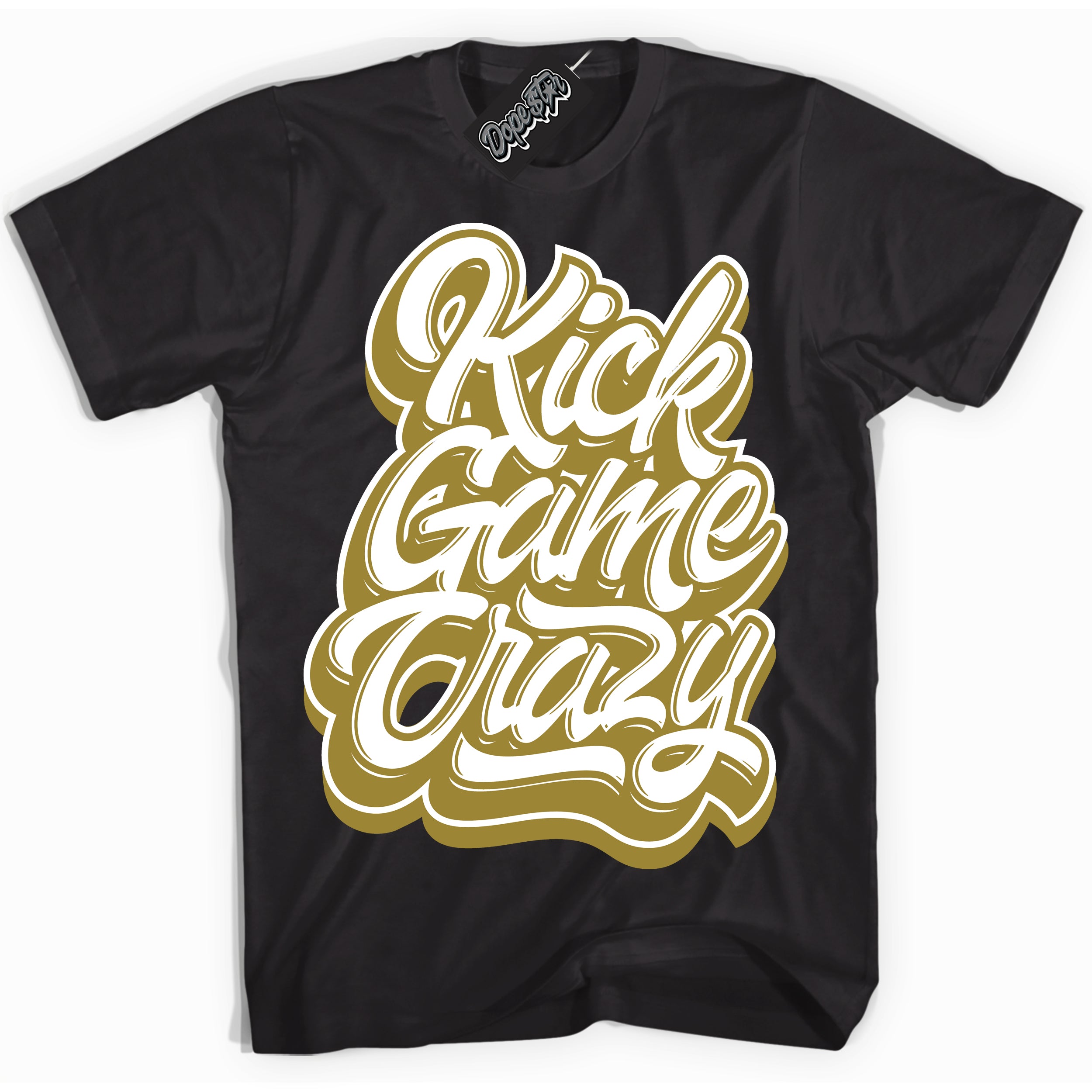 Cool Black Shirt with “ Kick Game Crazy ” design that perfectly matches Pacific Moss Dunks.
