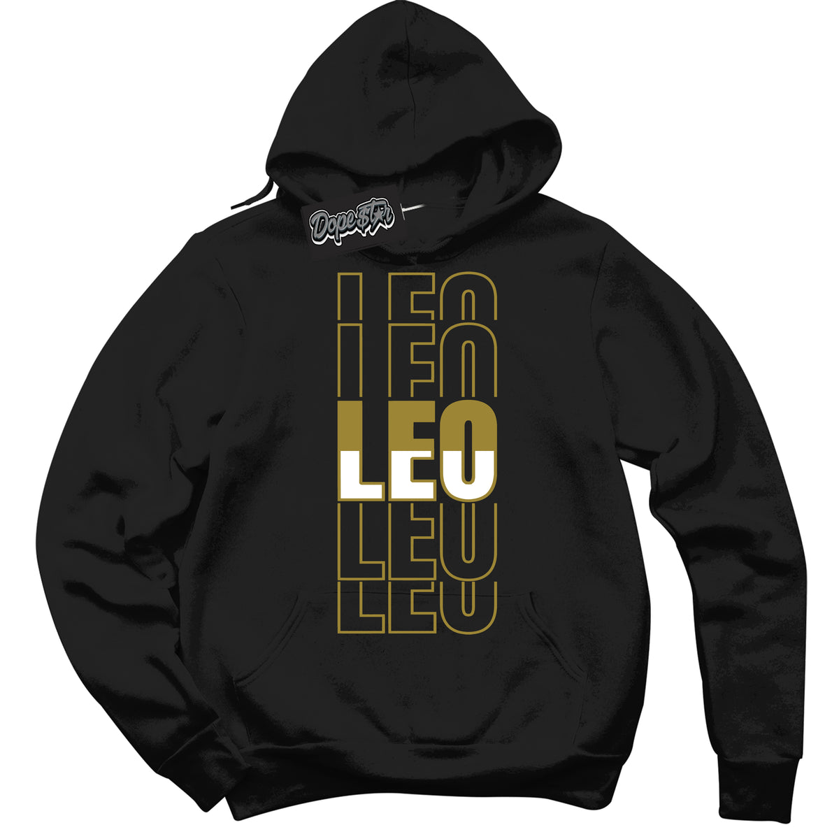Cool Black Hoodie with “ Leo ”  design that Perfectly Matches Pacific Moss Dunks.

