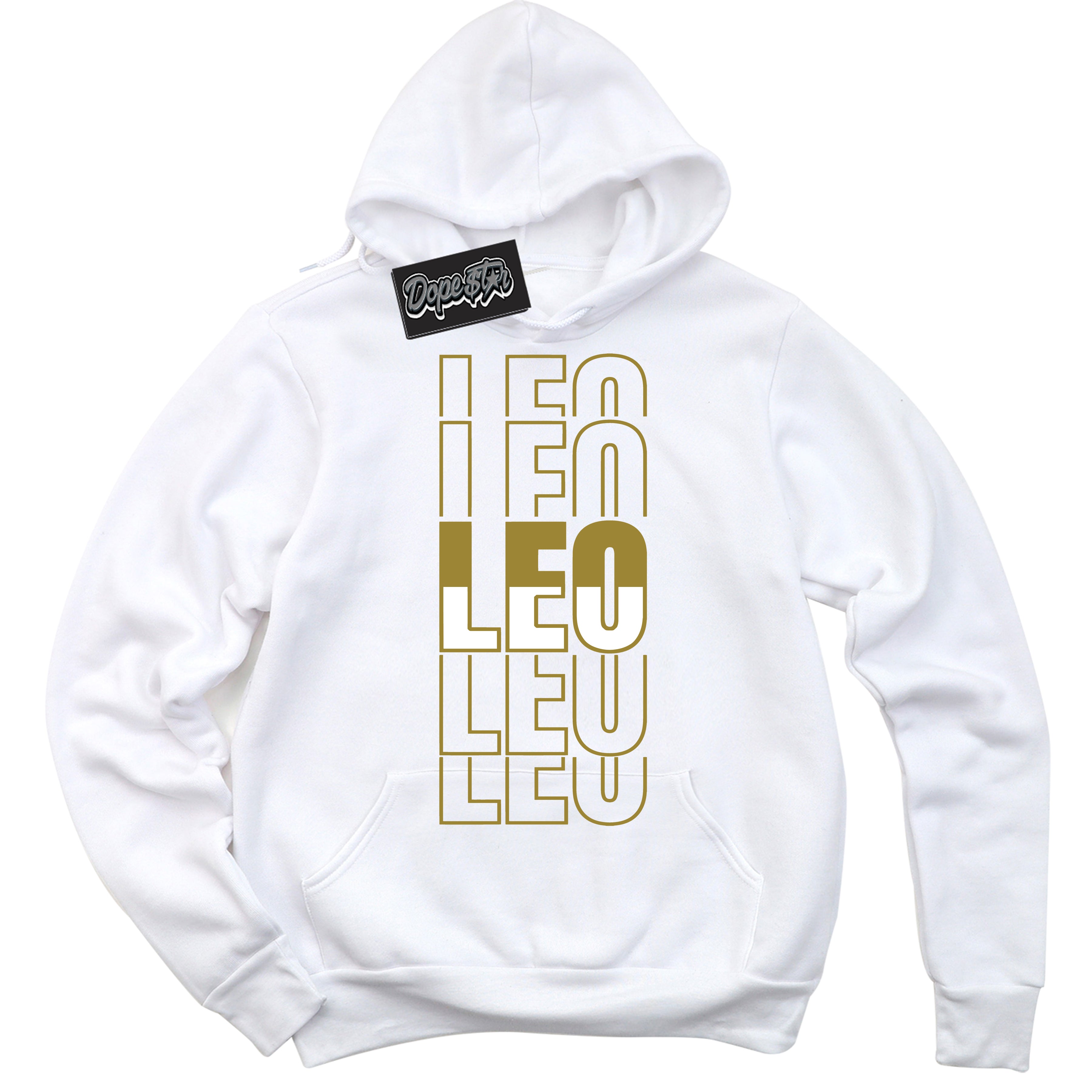 Cool White Hoodie with “ Leo ”  design that Perfectly Matches Pacific Moss Dunks.
