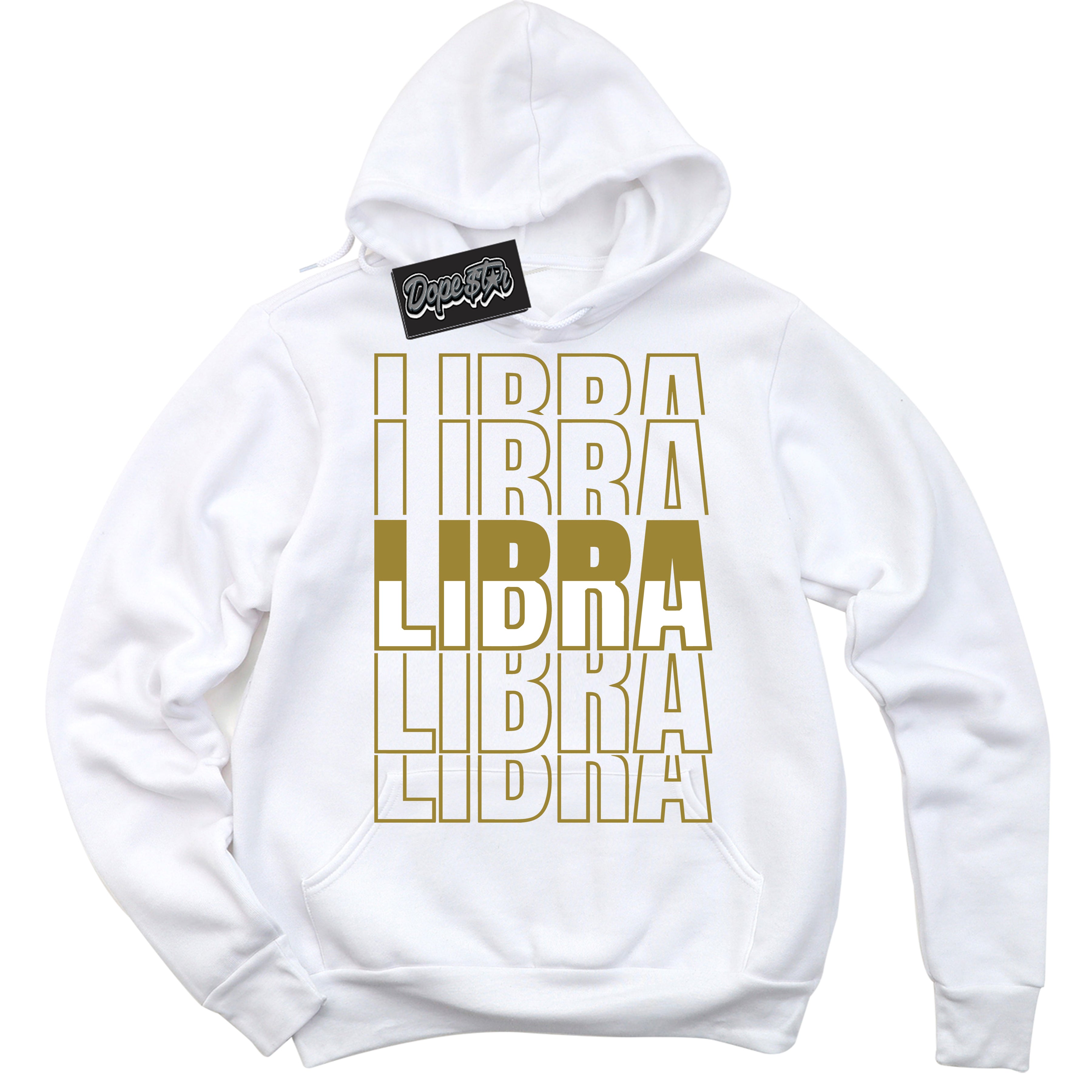 Cool White Hoodie with “ Libra ”  design that Perfectly Matches Pacific Moss Dunks.
