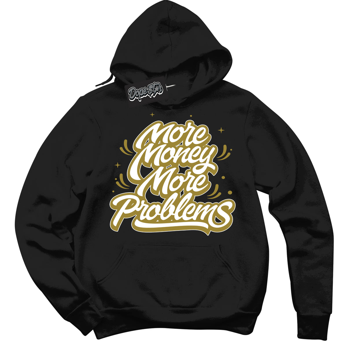 Cool Black Hoodie with “ More Money More Problems ”  design that Perfectly Matches Pacific Moss Dunks.
