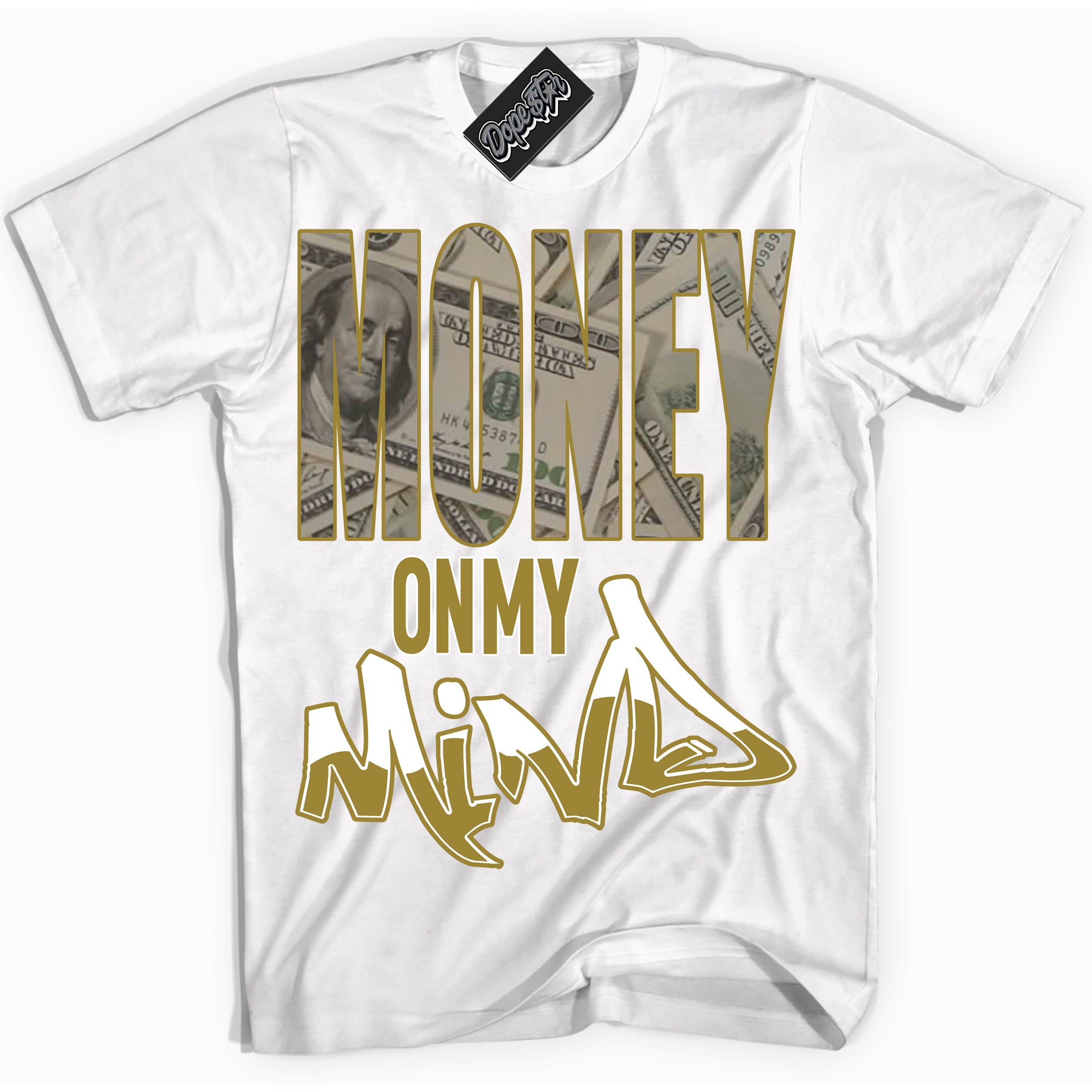 Cool White Shirt with “ Money On My Mind ” design that perfectly matches Pacific Moss Dunks.
