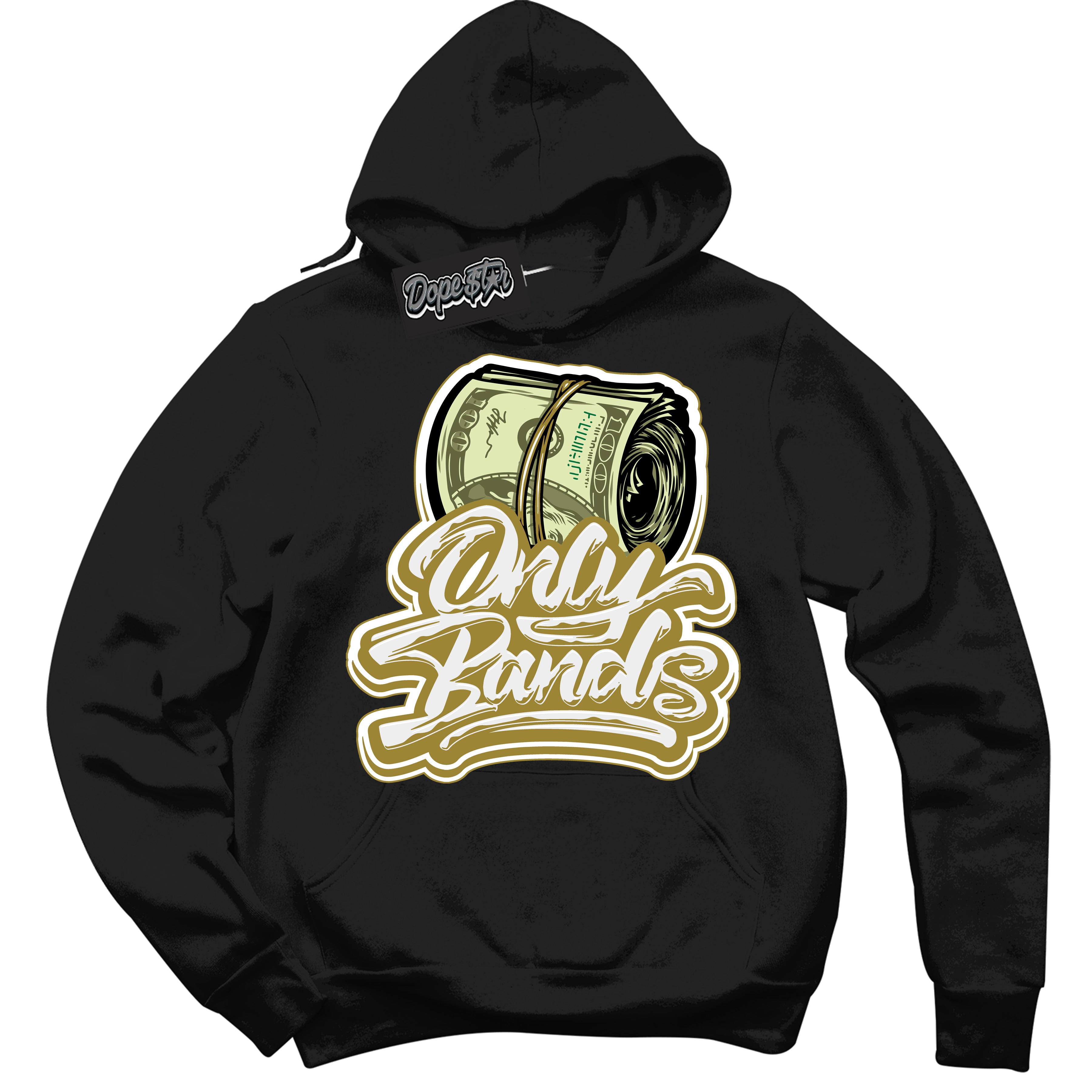 Cool Black Hoodie with “ Only Bands ”  design that Perfectly Matches Pacific Moss Dunks.
