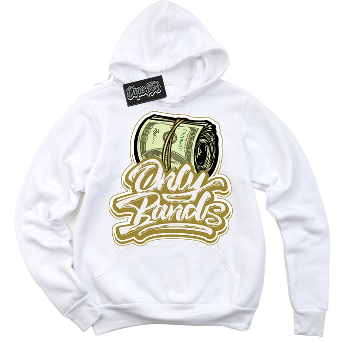Cool White Hoodie with “ Only Bands ”  design that Perfectly Matches Pacific Moss Dunks.
