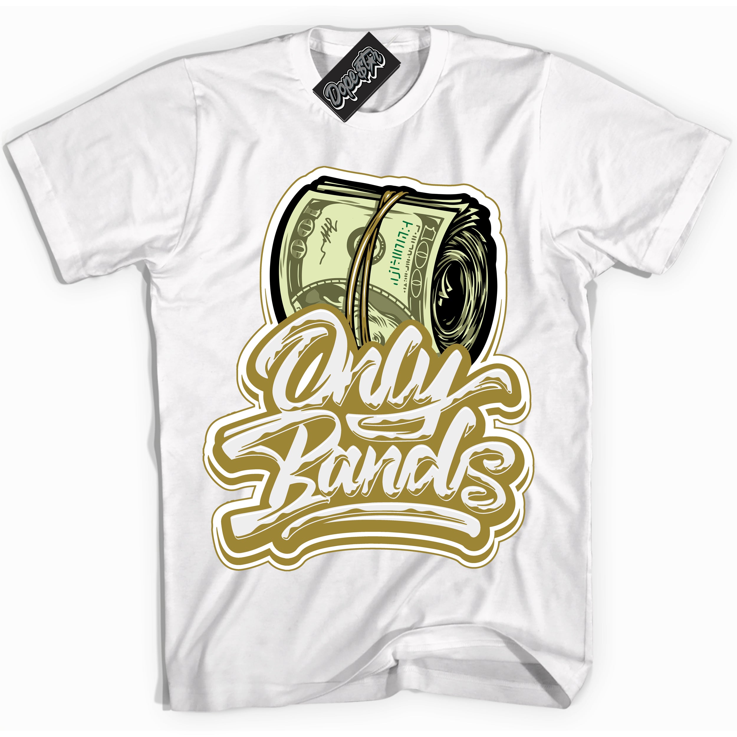 Cool White Shirt with “ Only Bands ” design that perfectly matches Pacific Moss Dunks.
