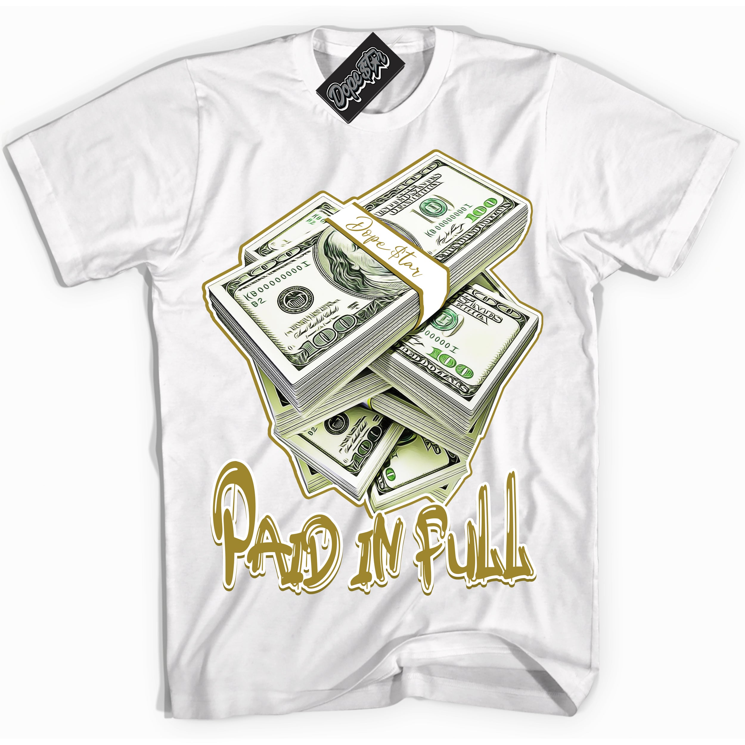 Cool White Shirt with “ Paid In Full ” design that perfectly matches Pacific Moss Dunks.
