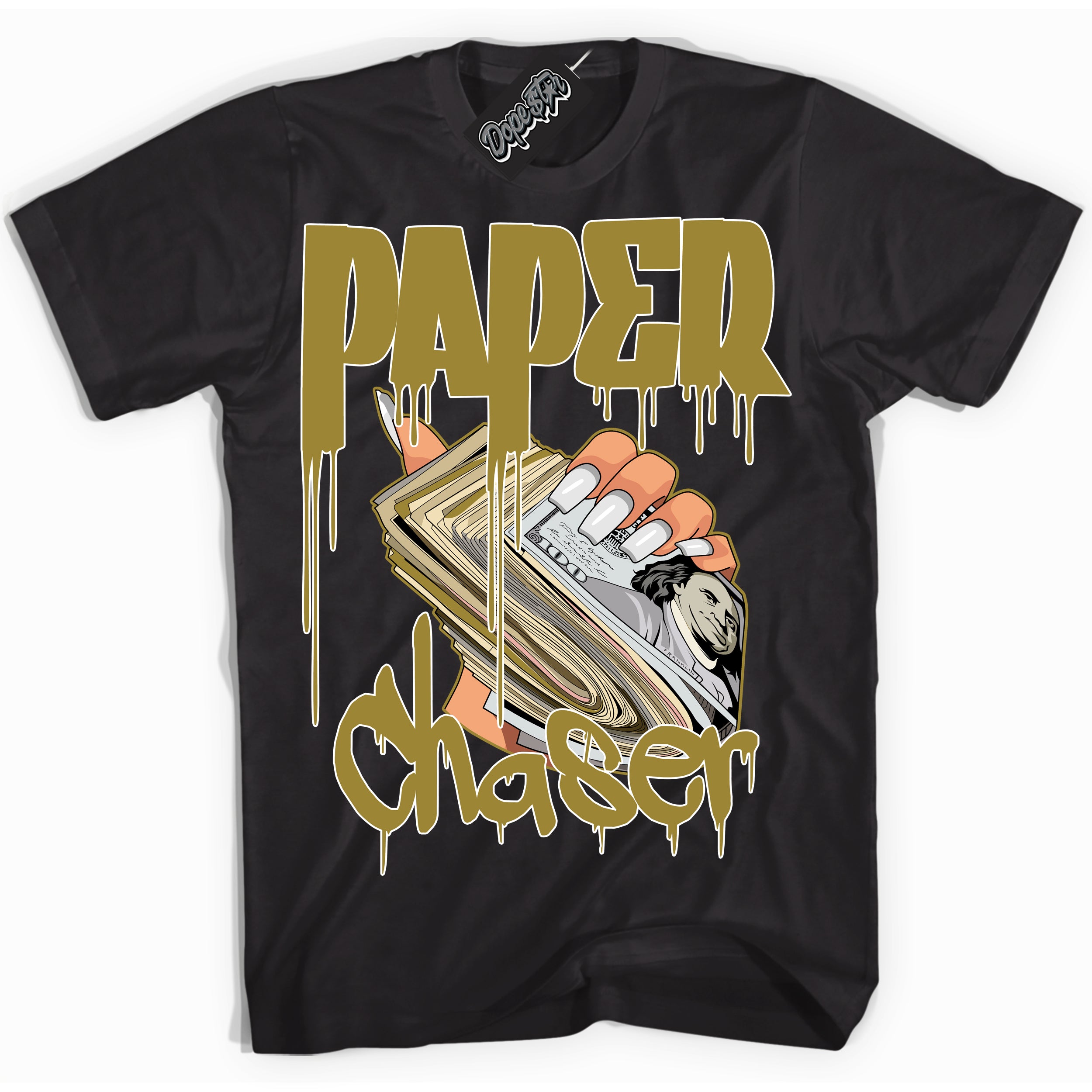 Cool Black Shirt with “ Paper Chaser ” design that perfectly matches Pacific Moss Dunks.

